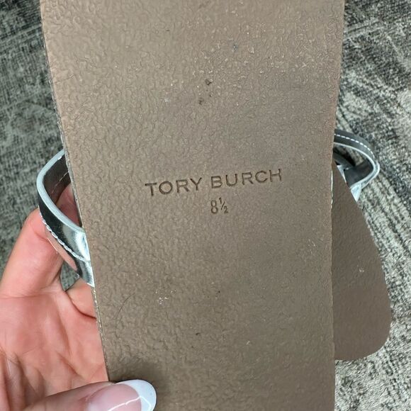 Tory Burch Miller Cloud Metallic Silver Sandals 8.5 - Picture 6 of 6